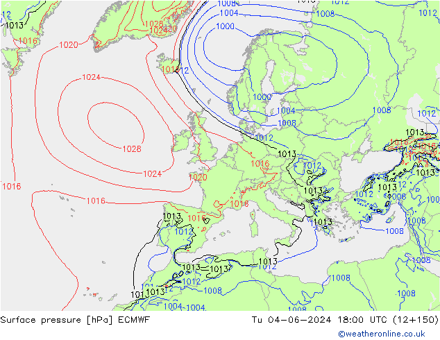 Luchtdruk (Grond) ECMWF di 04.06.2024 18 UTC