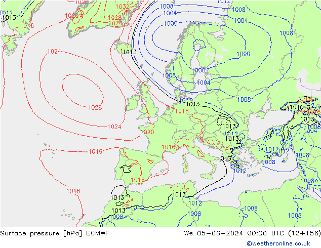 Surface pressure ECMWF We 05.06.2024 00 UTC