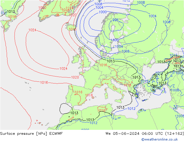 Bodendruck ECMWF Mi 05.06.2024 06 UTC