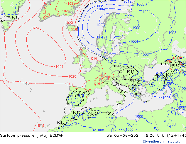 Atmosférický tlak ECMWF St 05.06.2024 18 UTC