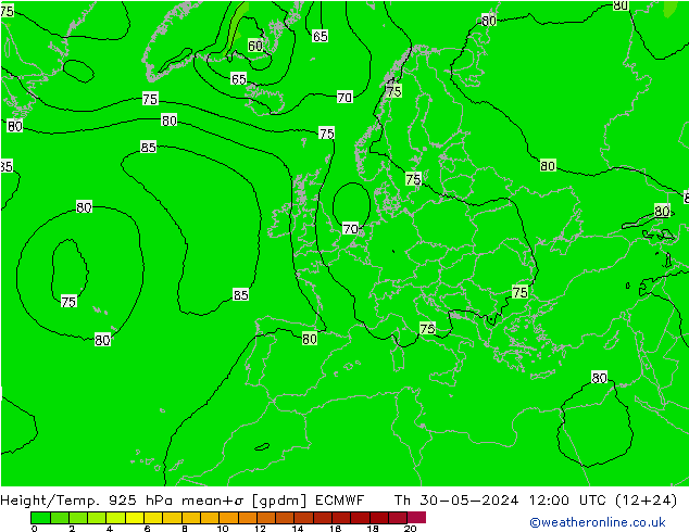 Height/Temp. 925 hPa ECMWF gio 30.05.2024 12 UTC