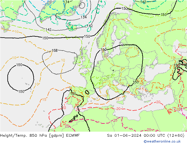 Height/Temp. 850 hPa ECMWF so. 01.06.2024 00 UTC