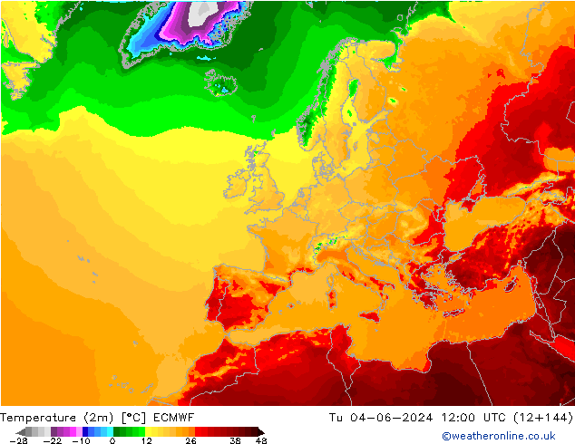 Temperatura (2m) ECMWF mar 04.06.2024 12 UTC