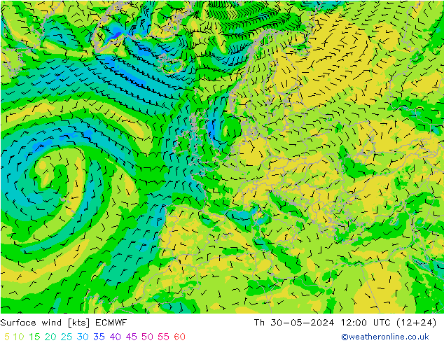 Bodenwind ECMWF Do 30.05.2024 12 UTC