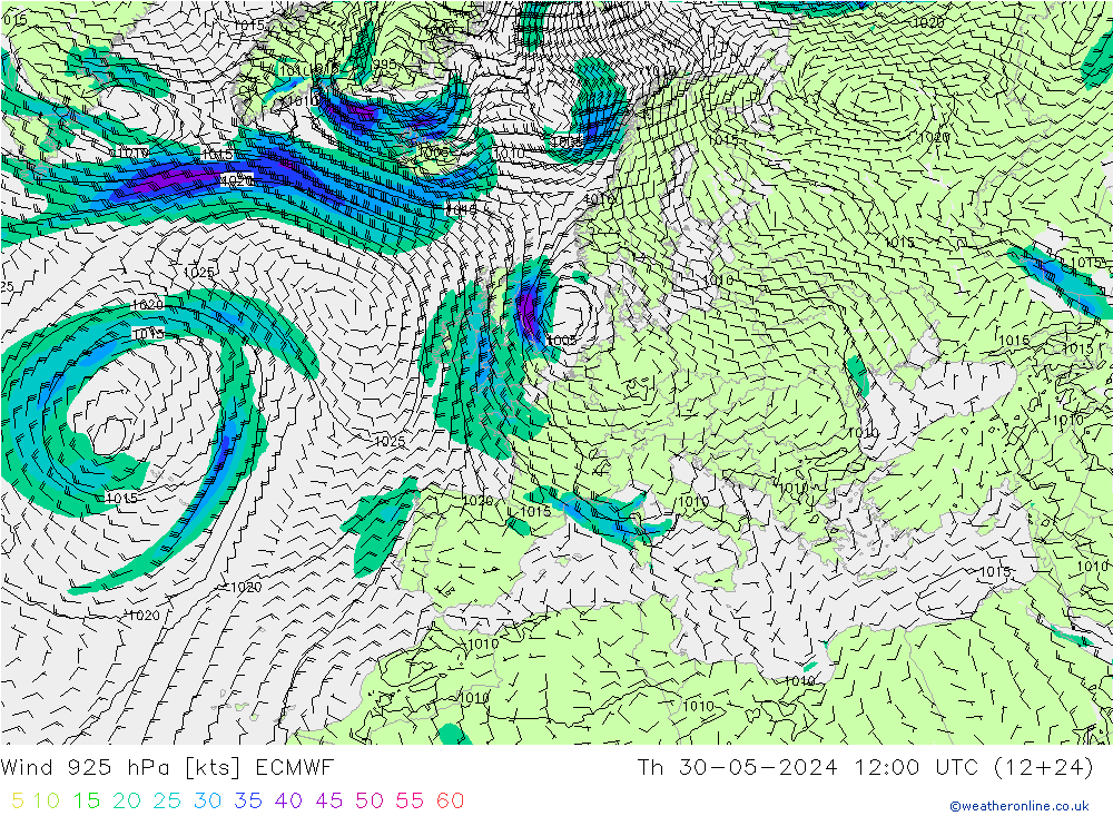 Wind 925 hPa ECMWF Do 30.05.2024 12 UTC