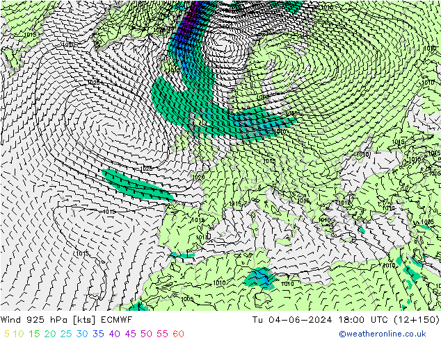 Wind 925 hPa ECMWF Tu 04.06.2024 18 UTC