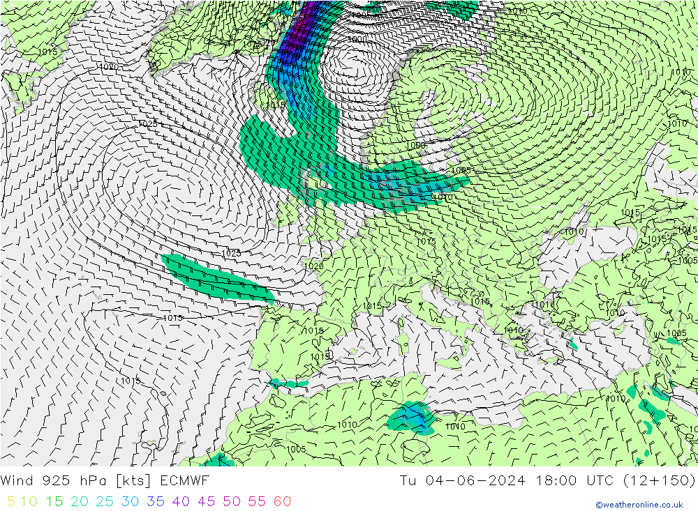 Wind 925 hPa ECMWF Di 04.06.2024 18 UTC