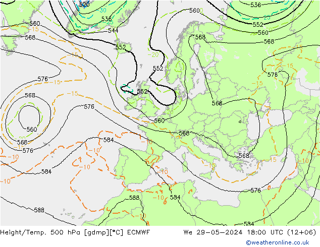 Height/Temp. 500 гПа ECMWF ср 29.05.2024 18 UTC