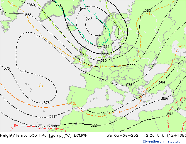 Height/Temp. 500 гПа ECMWF ср 05.06.2024 12 UTC