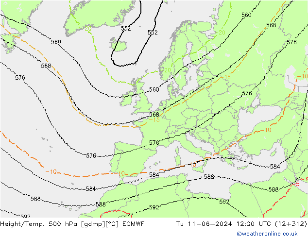 Geop./Temp. 500 hPa ECMWF mar 11.06.2024 12 UTC