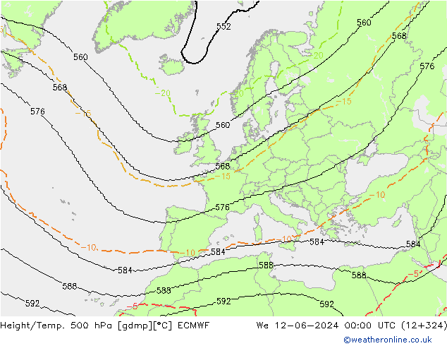 Géop./Temp. 500 hPa ECMWF mer 12.06.2024 00 UTC