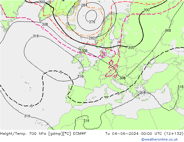 Height/Temp. 700 гПа ECMWF вт 04.06.2024 00 UTC