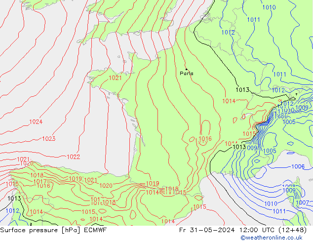 Yer basıncı ECMWF Cu 31.05.2024 12 UTC