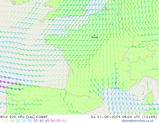 Wind 925 hPa ECMWF Sa 01.06.2024 06 UTC