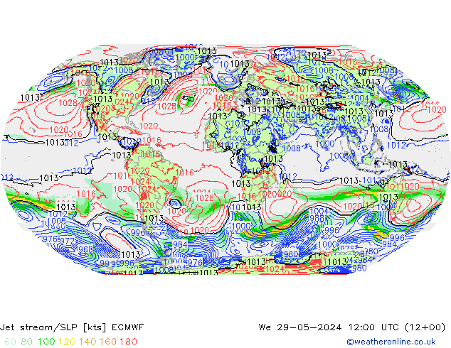 Jet stream/SLP ECMWF St 29.05.2024 12 UTC