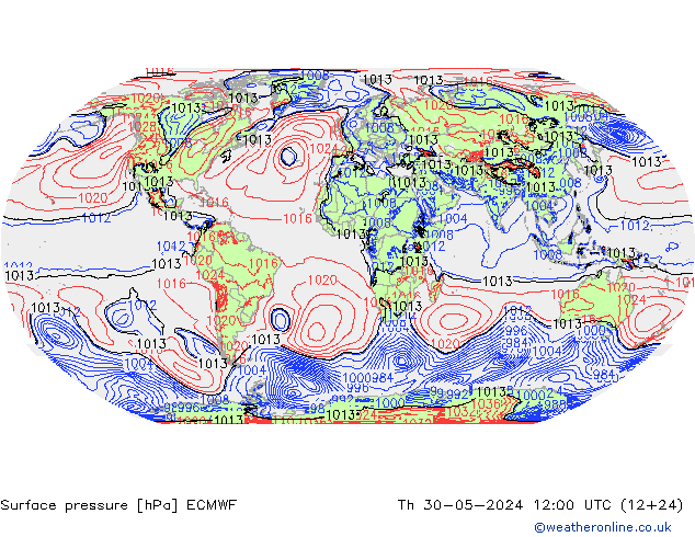 Bodendruck ECMWF Do 30.05.2024 12 UTC