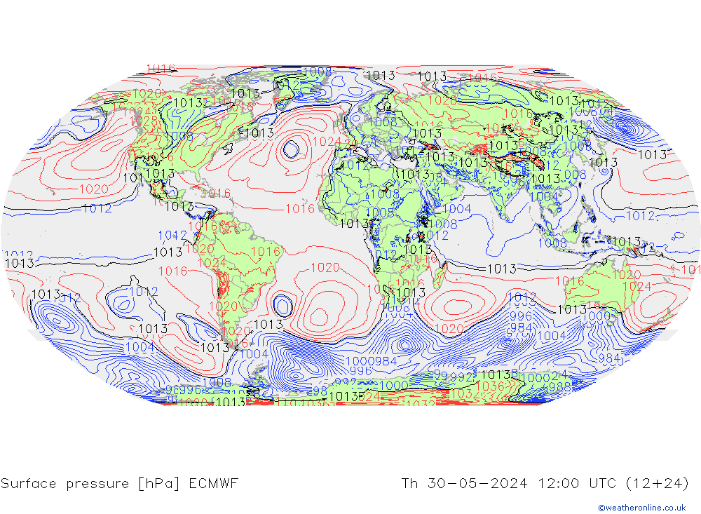 Surface pressure ECMWF Th 30.05.2024 12 UTC