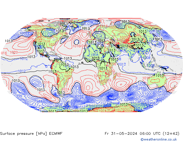 pressão do solo ECMWF Sex 31.05.2024 06 UTC