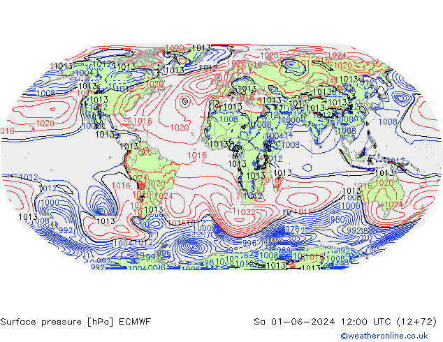 pressão do solo ECMWF Sáb 01.06.2024 12 UTC