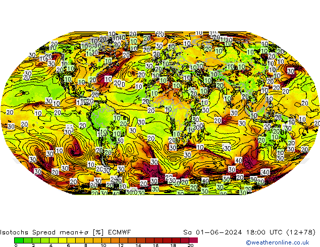 Izotacha Spread ECMWF so. 01.06.2024 18 UTC