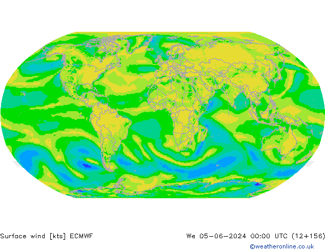 Vento 10 m ECMWF Qua 05.06.2024 00 UTC