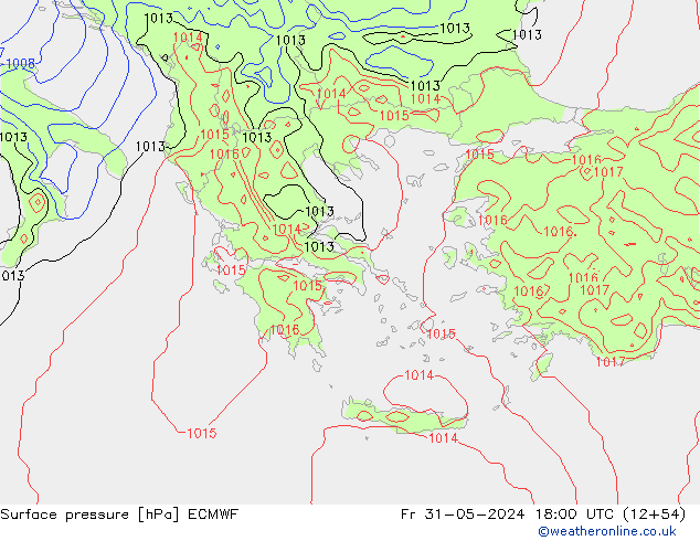 Atmosférický tlak ECMWF Pá 31.05.2024 18 UTC