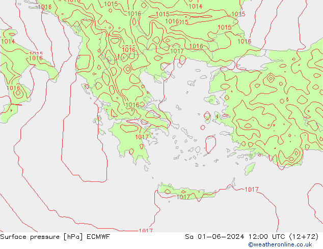 приземное давление ECMWF сб 01.06.2024 12 UTC