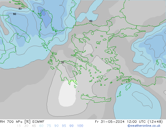 RH 700 hPa ECMWF Fr 31.05.2024 12 UTC