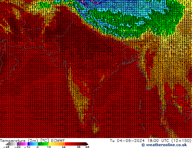 Temperatura (2m) ECMWF Ter 04.06.2024 18 UTC