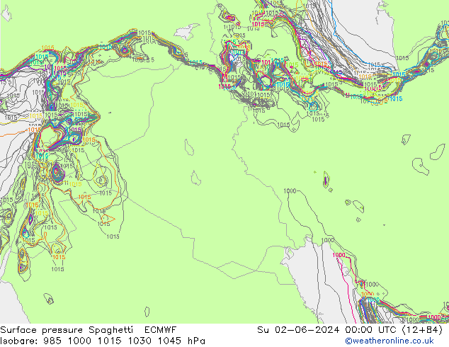 Surface pressure Spaghetti ECMWF Su 02.06.2024 00 UTC