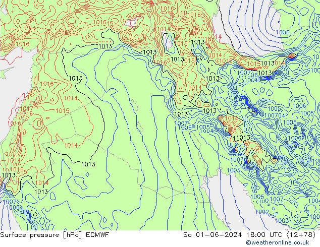 Surface pressure ECMWF Sa 01.06.2024 18 UTC