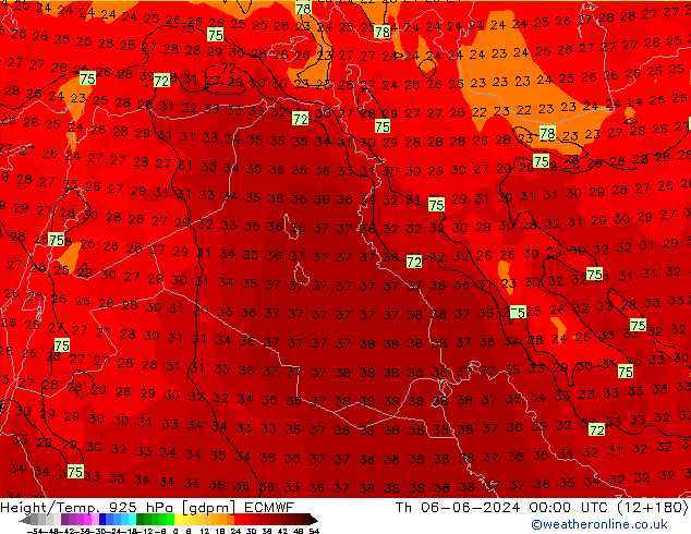 Height/Temp. 925 hPa ECMWF Th 06.06.2024 00 UTC