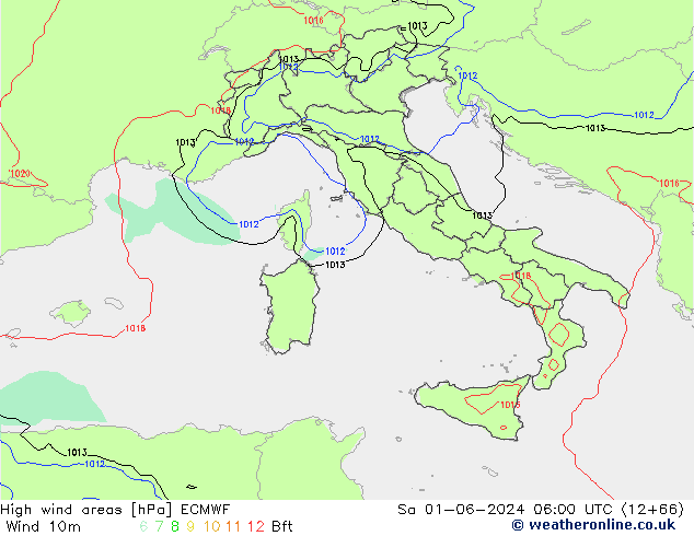 High wind areas ECMWF  01.06.2024 06 UTC