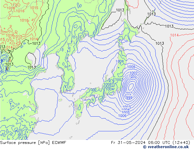 Atmosférický tlak ECMWF Pá 31.05.2024 06 UTC