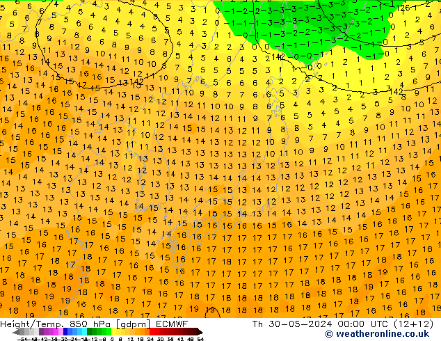 Height/Temp. 850 hPa ECMWF Th 30.05.2024 00 UTC