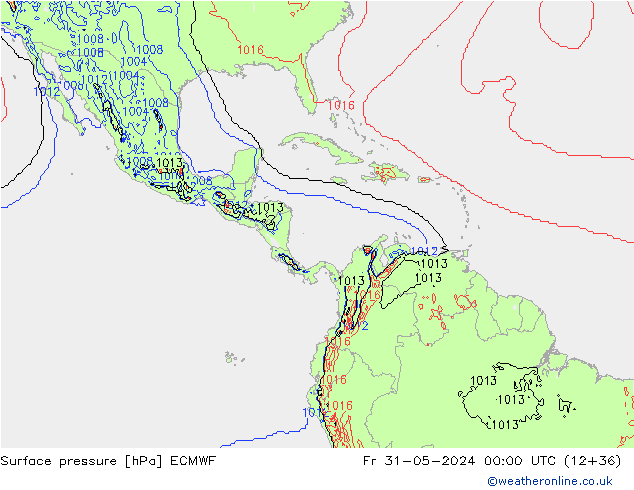 pressão do solo ECMWF Sex 31.05.2024 00 UTC