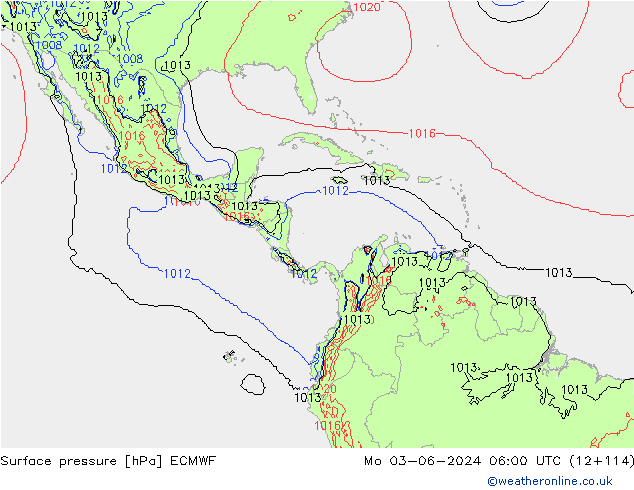 Surface pressure ECMWF Mo 03.06.2024 06 UTC