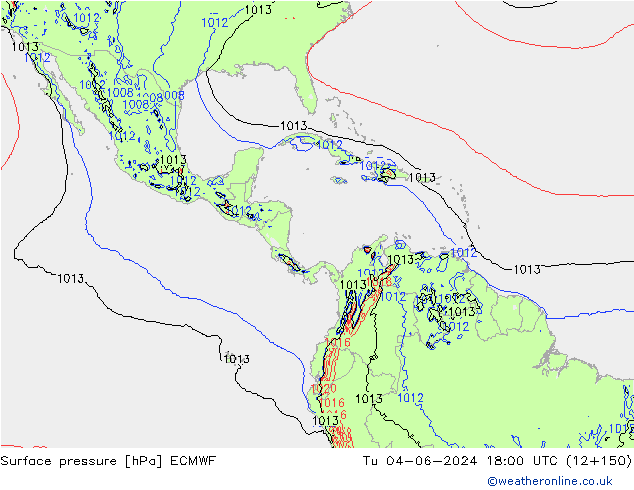 Surface pressure ECMWF Tu 04.06.2024 18 UTC