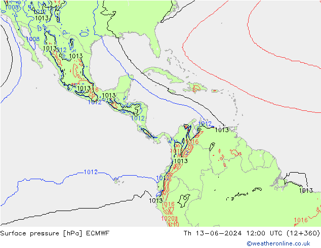 Bodendruck ECMWF Do 13.06.2024 12 UTC