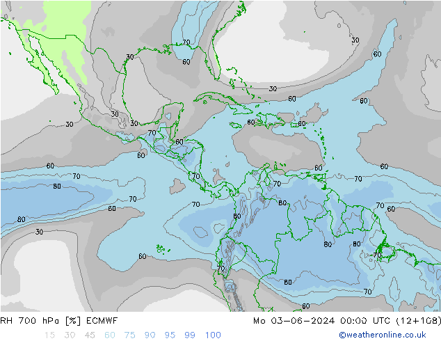 RH 700 hPa ECMWF Mo 03.06.2024 00 UTC