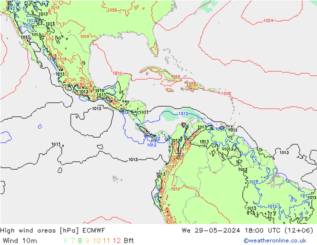 High wind areas ECMWF  29.05.2024 18 UTC