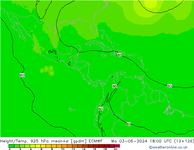 Height/Temp. 925 hPa ECMWF Mo 03.06.2024 18 UTC