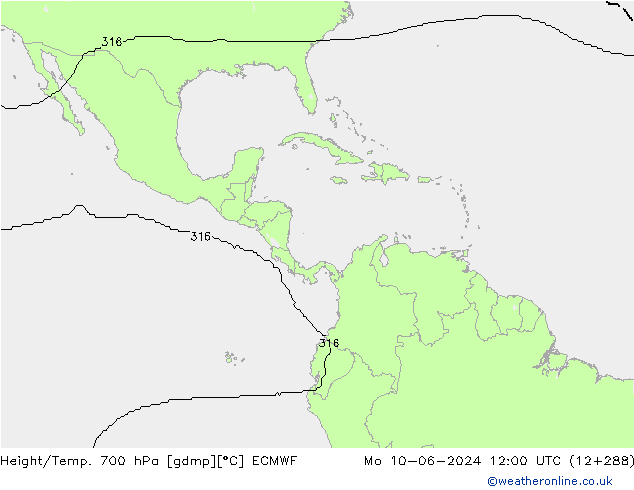 Height/Temp. 700 hPa ECMWF  10.06.2024 12 UTC