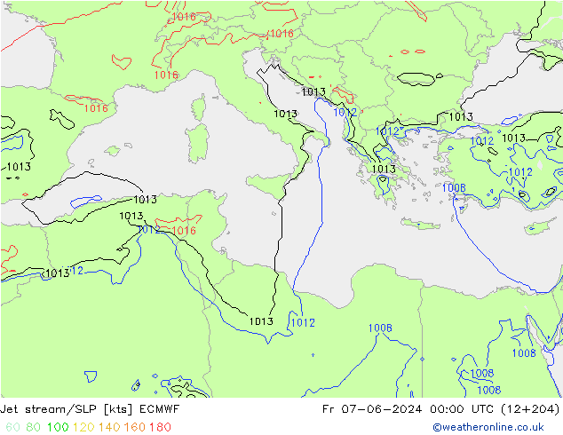 Jet stream/SLP ECMWF Fr 07.06.2024 00 UTC