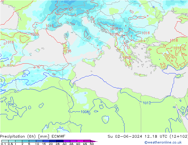 Precipitação (6h) ECMWF Dom 02.06.2024 18 UTC