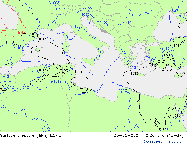 pressão do solo ECMWF Qui 30.05.2024 12 UTC