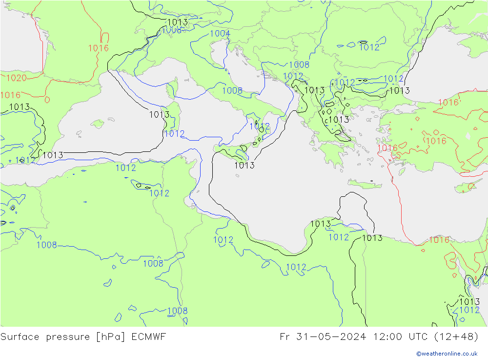 Pressione al suolo ECMWF ven 31.05.2024 12 UTC