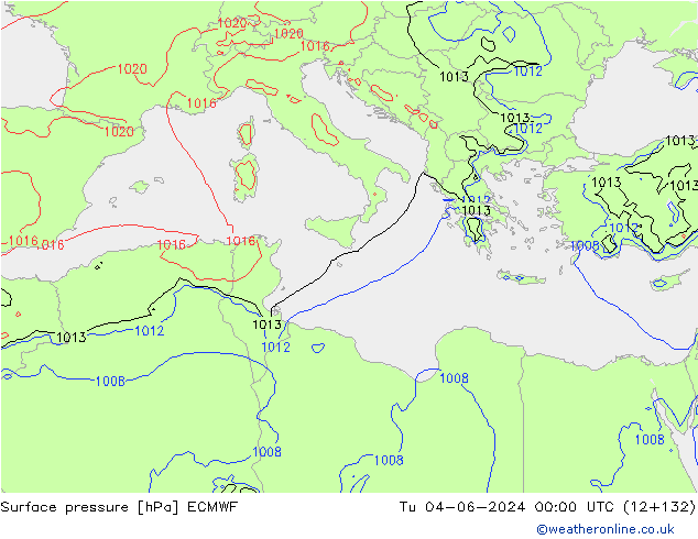 Atmosférický tlak ECMWF Út 04.06.2024 00 UTC