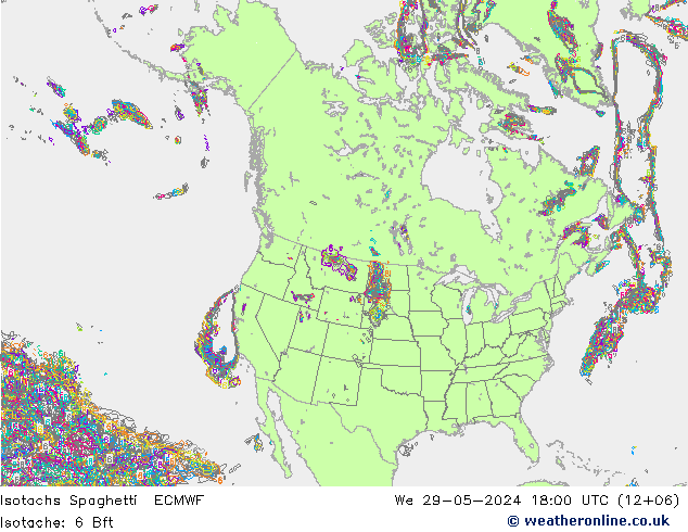 Isotachs Spaghetti ECMWF  29.05.2024 18 UTC