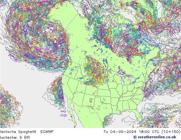 Eşrüzgar Hızları Spaghetti ECMWF Sa 04.06.2024 18 UTC